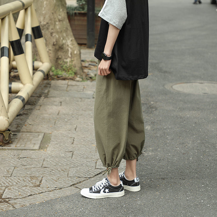 Harajuku Street Ankle-length Drawstring Bottom Cropped Pant