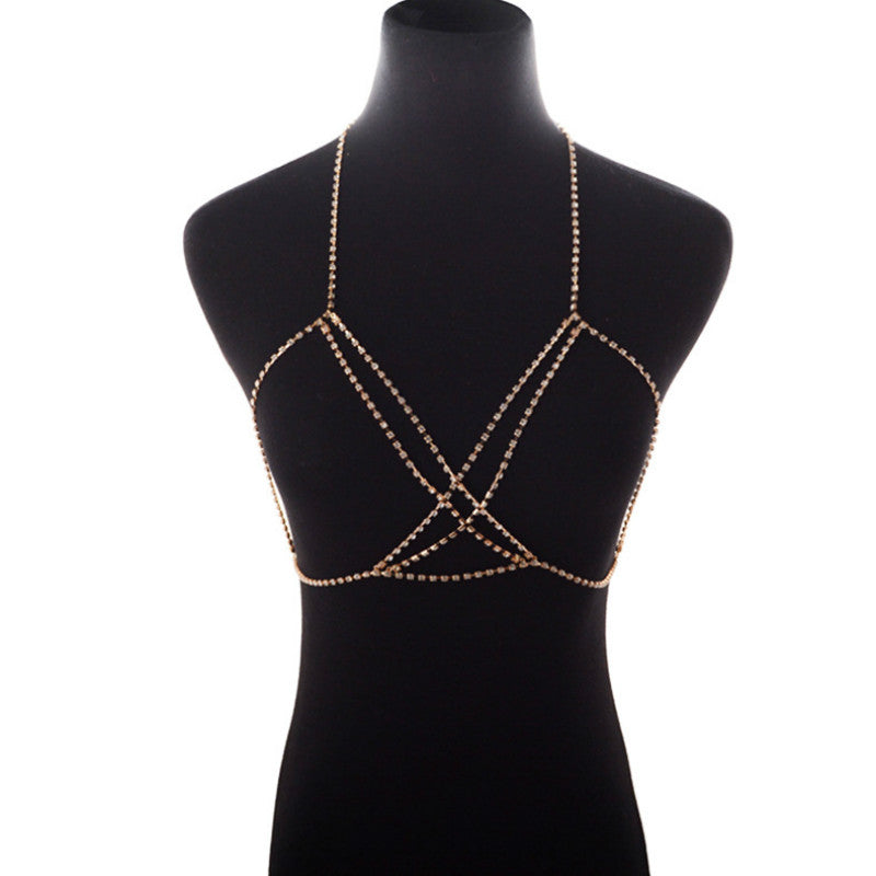 Rhinestone Body Chain Bra