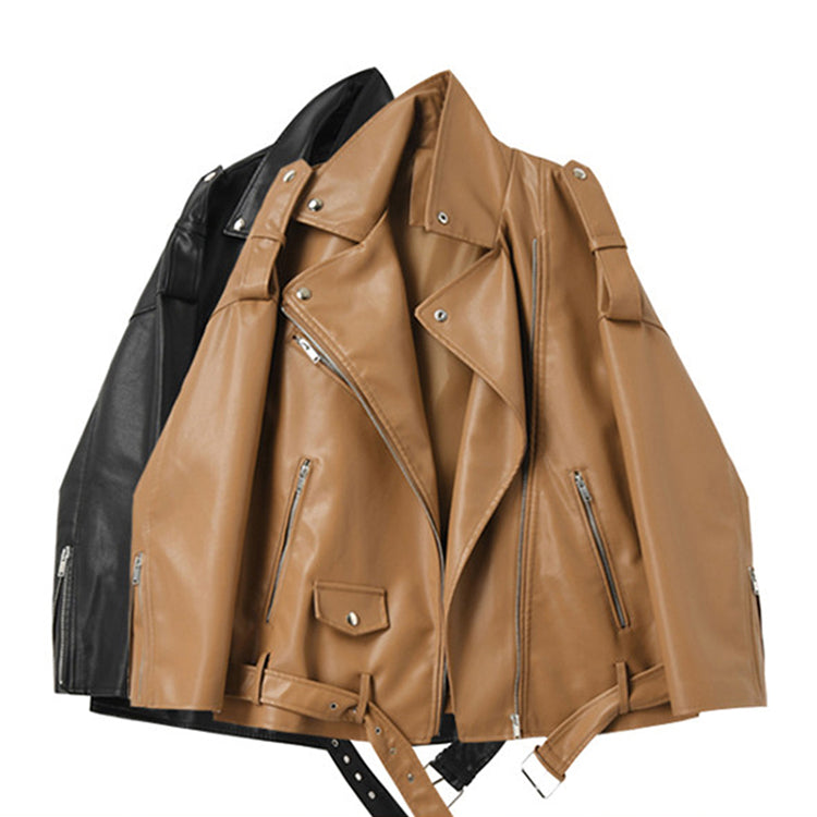 Boxy Moto Vegan Faux Leather Jackets