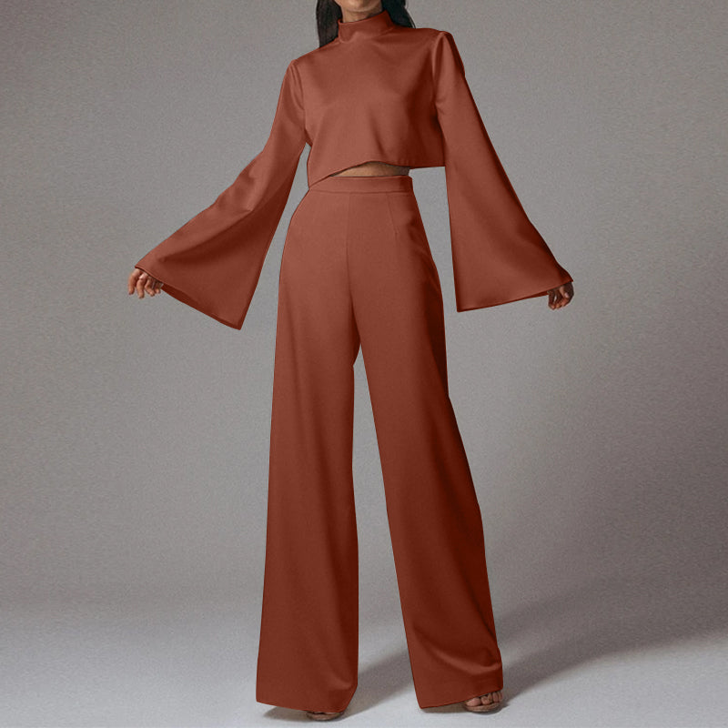 Dreamy Off The Shoulder Crop Top With Wide Leg Pants