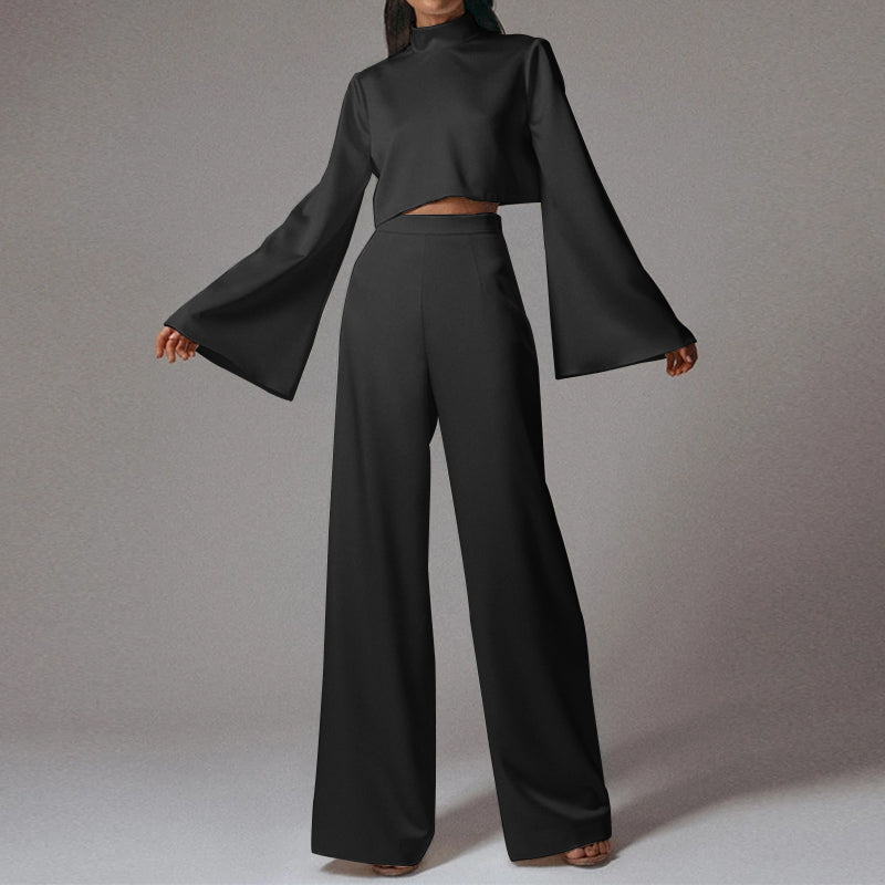 Dreamy Off The Shoulder Crop Top With Wide Leg Pants