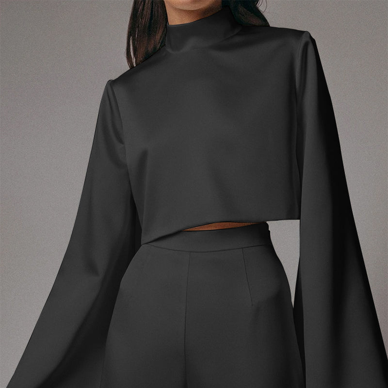 Dreamy Off The Shoulder Crop Top With Wide Leg Pants