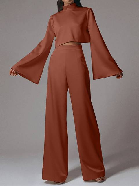 Dreamy Off The Shoulder Crop Top With Wide Leg Pants